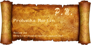 Prohaska Martin névjegykártya